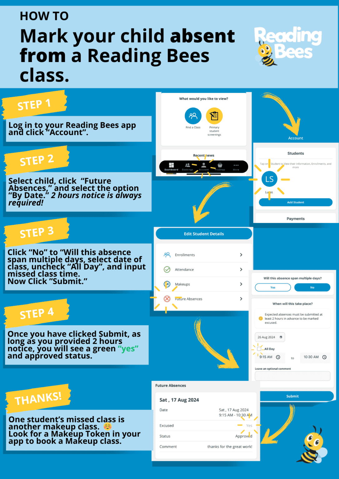 What to do if my child can't attend a class? - Bees